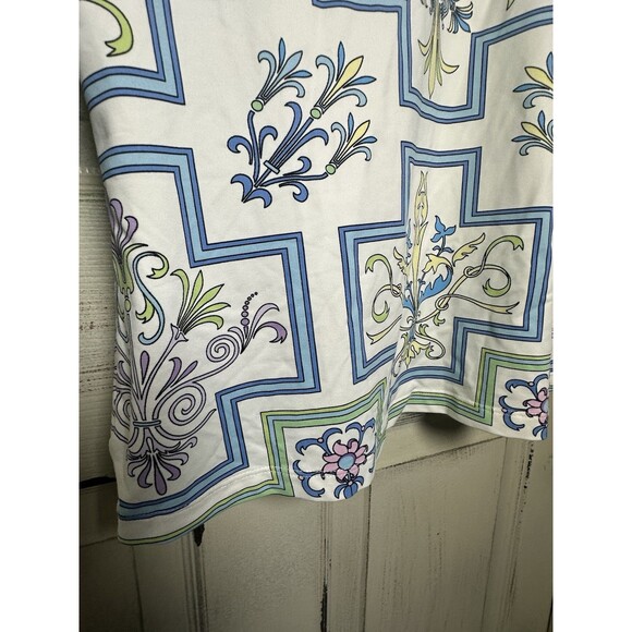 J. McLaughlin Catalina Cloth Top Cream Multicolor 3/4 Sleeve Size M *Read* - Picture 5 of 9